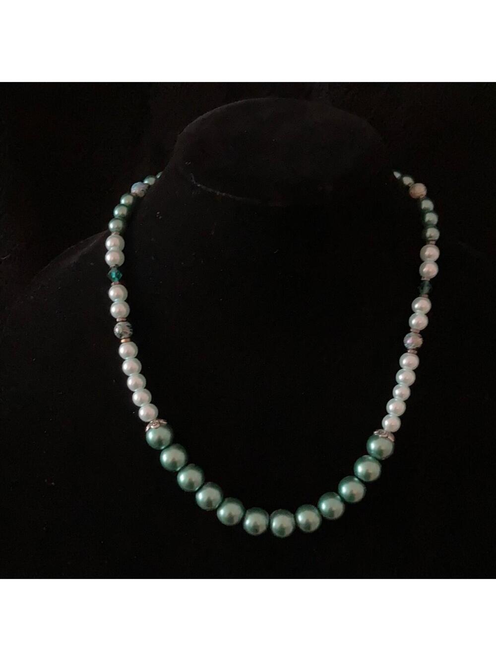 Teal pearl necklace
